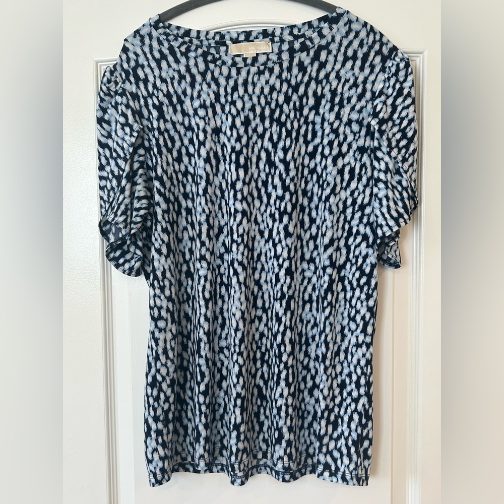 EUC MICHAEL Michael Kors Blue Ikat Print Blouse